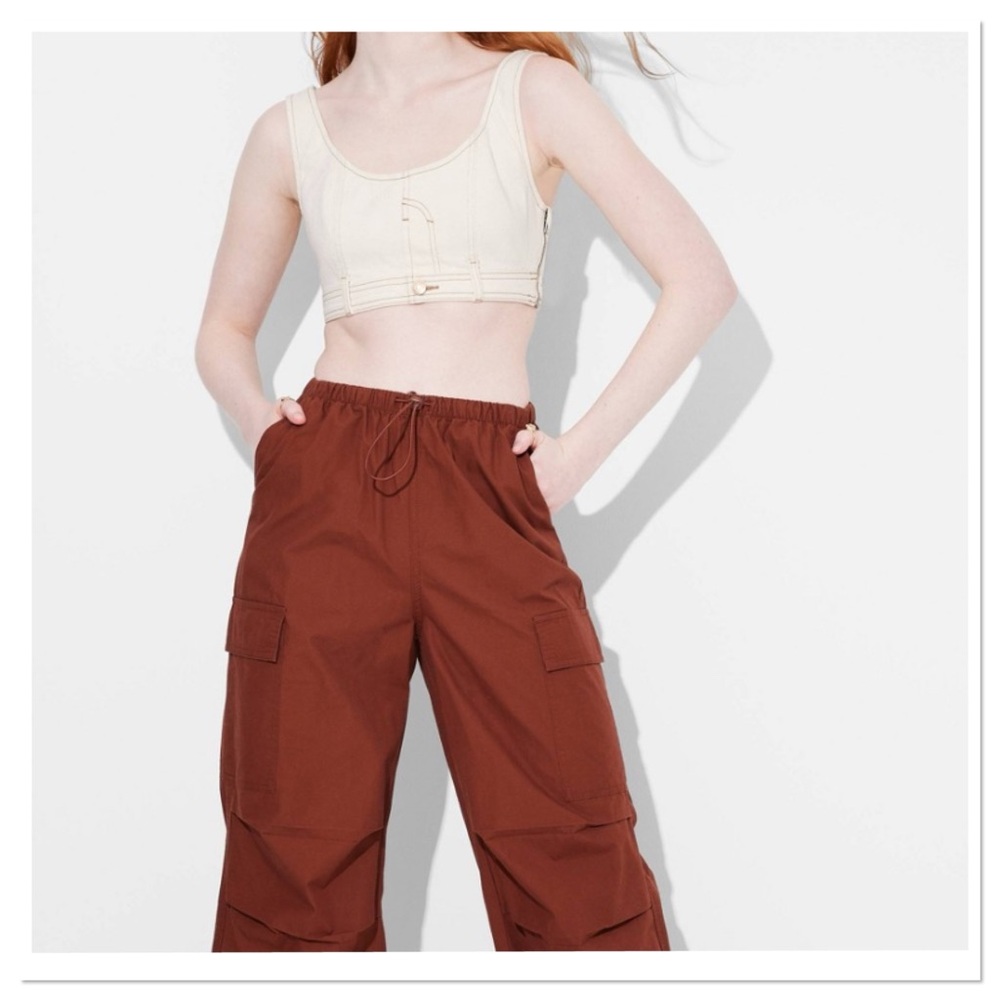 Women’s Scoop Neck Reworked Denjm Cream Crop Top Wild Fable